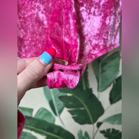 Free People Womens Pink Don't You Wish Crushed Velvet Bodysuit medium - Picture 9 of 10